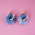 Hoop earrings Big Flower blue