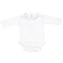 Long sleeve body white with embroidered collar grey, anthracite