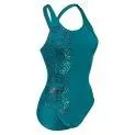 Ladies Swimsuit Arena Kikko Pro V Back Graphic green lake/navy - Swimsuits for adults for absolute comfort in the water | Stadtlandkind