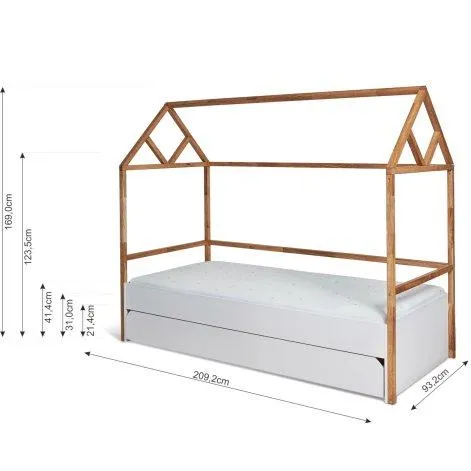 Kinderbett mit Schublade LOTTA grau, 90x200cm - Bisal