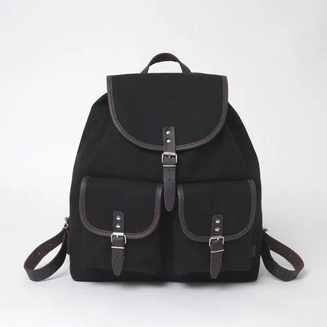 Backpack Georg black, leather brown - Essl & Rieger 