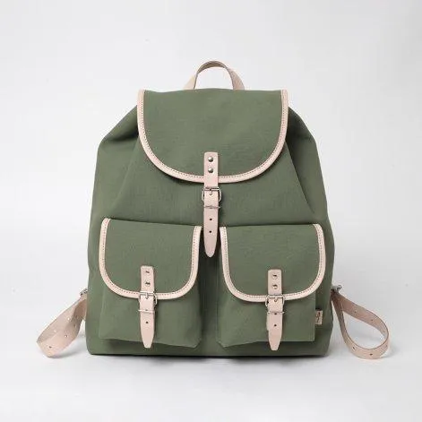 Backpack Georg Olive, natural leather - Essl & Rieger 