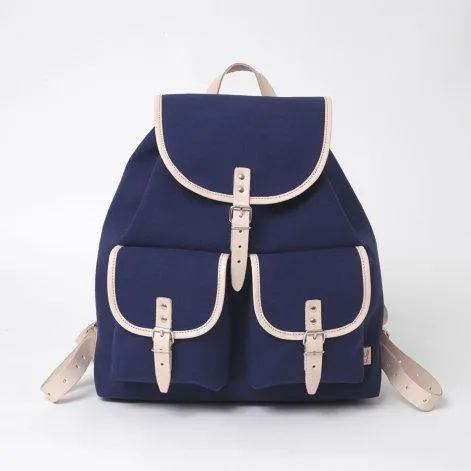 Backpack Georg Navy, leather natural - Essl & Rieger 