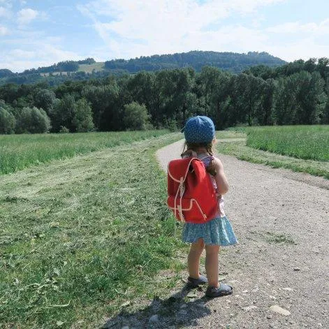 Kids backpack Gorgie red, leather natural - Essl & Rieger 