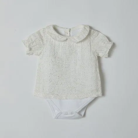 Baby T-Shirt Romper Organic Ecru Glitter - OrganicEra