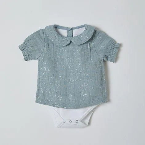Baby Long Sleeve Shirt Romper Peter Pan Aqua - OrganicEra
