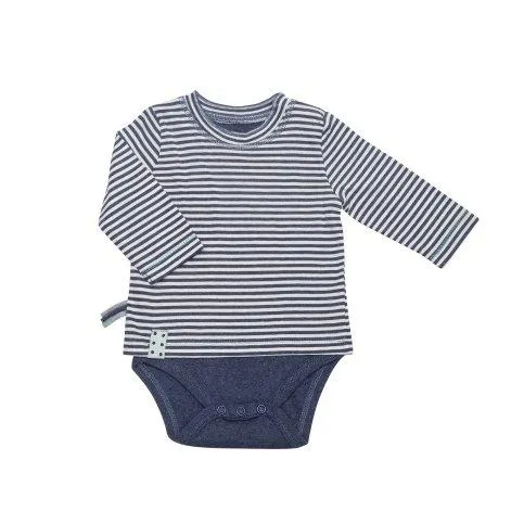 Baby Long Sleeve Shirt Romper Indigo Striped - OrganicEra