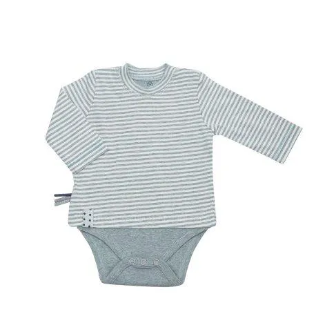 Baby Long Sleeve Shirt-Romper aqua striped - OrganicEra