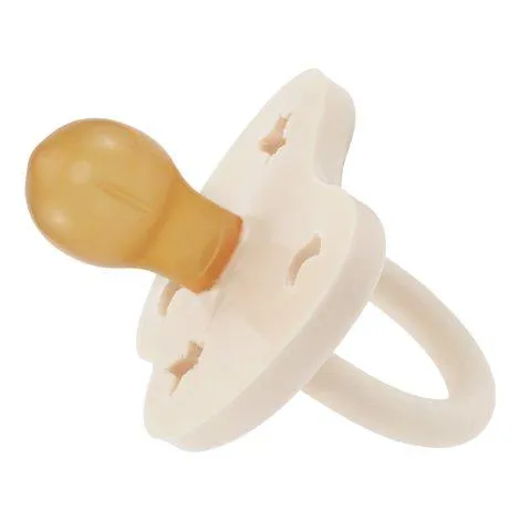 Baby Pacifier 2-Pack Round pale butter & milky white - HEVEA