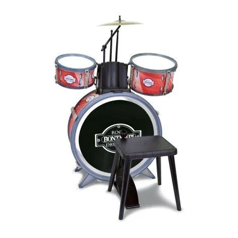 Bontempi Schlagzeug rot/schwarz mit Stuhl - Bontempi