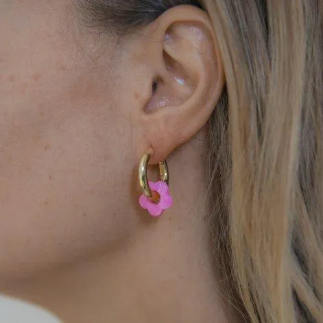 Hoop flower earrings pink - Claudia Nabholz