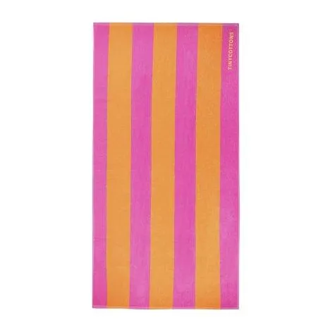Serviette de plage Stripes marigold/dark pink - tinycottons