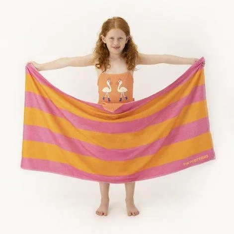 Serviette de plage Stripes marigold/dark pink - tinycottons