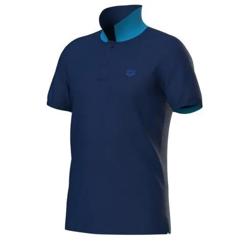  Solid polo shirt navy/turquoise - arena