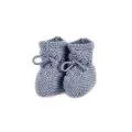 Knitted booties with ribbons smoke blue