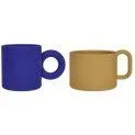 Mug pour enfants Nomu 2 pièces, bleu/jaune moutarde - Des verres et des tasses pour tous les goûts | Stadtlandkind