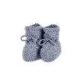 Knitted booties with ribbons smoke blue