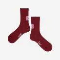 Socks Abstract cat smile Burgundy Red - Cool socks and tights for a splash of color in your outfit | Stadtlandkind