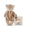 Wooly teddy with pacifier holder light brown