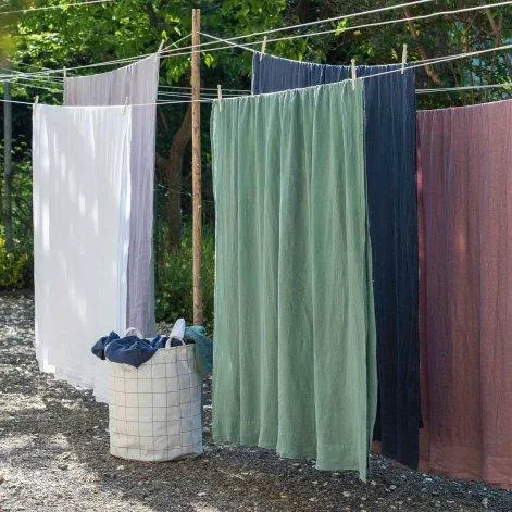 Linus uni, drap housse 170x270 cm vert épicéa - lavie