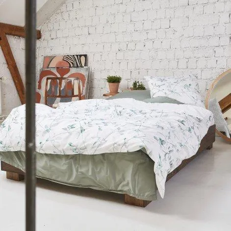 LUTRY duvet cover 160x210cm snow, pine green - Journey Living