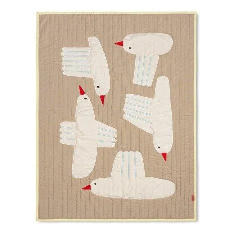 Steppdecke Vogelmotiv Sand - ferm LIVING