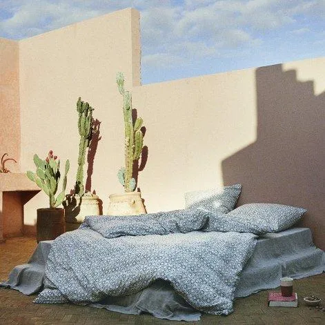 MARRAKECH housse de couette écru/bleu nuit 200x210 cm - Journey Living