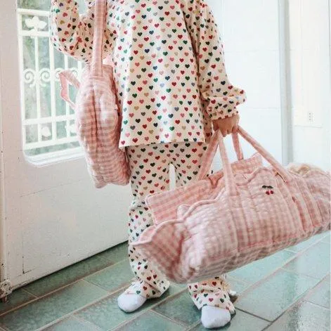 Doll carrier bags Powder Pink Check - Konges Sløjd