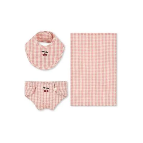 Puppen Set Powder Pink Check - Konges Sløjd