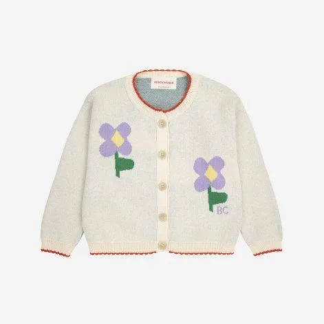 Baby Strickjacke Pansy Flower Offwhite - Bobo Choses