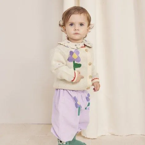 Baby cardigan Pansy Flower Offwhite - Bobo Choses