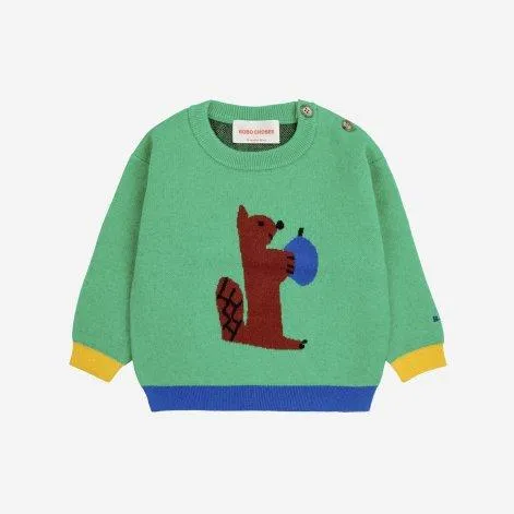 Pull pour bébé Hungry Squirrel Green - Bobo Choses