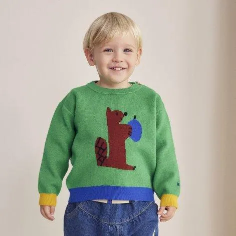 Baby sweater Hungry Squirrel Green - Bobo Choses