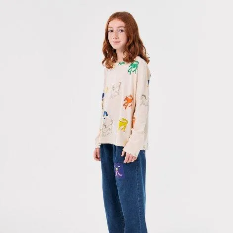 Wonder Horse all over long sleeve shirt Offwhite - Bobo Choses