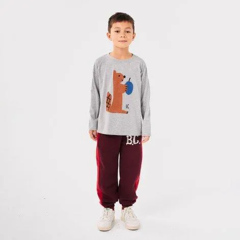 Langarmshirt Hungry Squirrel Light Heather Grey - Bobo Choses