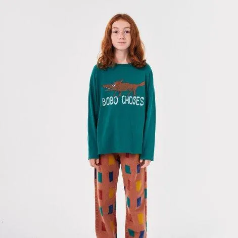 Langarmshirt The Clever Fox Dark Green - Bobo Choses