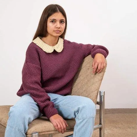 Knitted sweater Round Neck Berry - MATONA