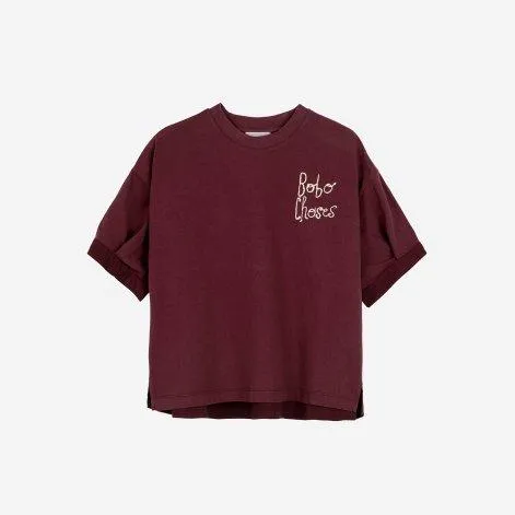 T-shirt Embroidery Bourgogne Rouge - Bobo Choses