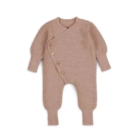 Fine knit jumpsuit with olive wood buttons rose - Halfen