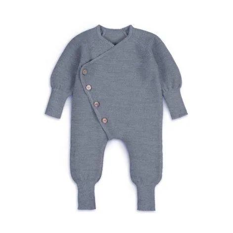 Fine knit jumpsuit with olive wood buttons smoke blue - Halfen