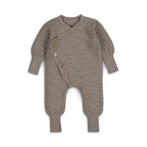 Fine knit jumpsuit with olive wood buttons nut - Halfen