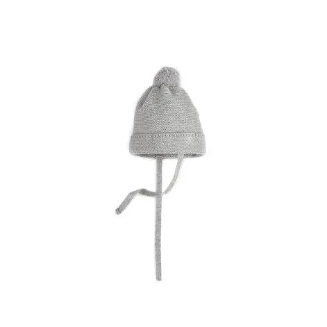 Cashmere baby bobble hat to tie gray - Halfen