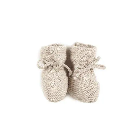 Knitted booties with ribbons nature - Halfen