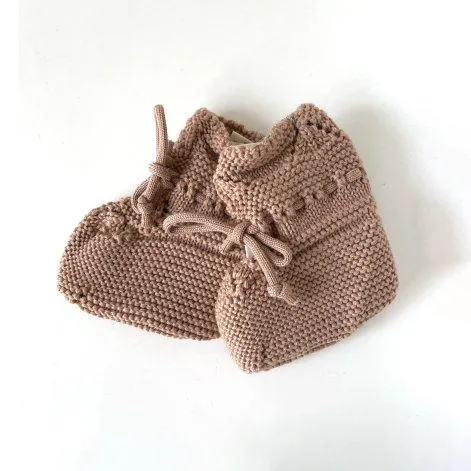 Knitted booties with ribbons rose - Halfen