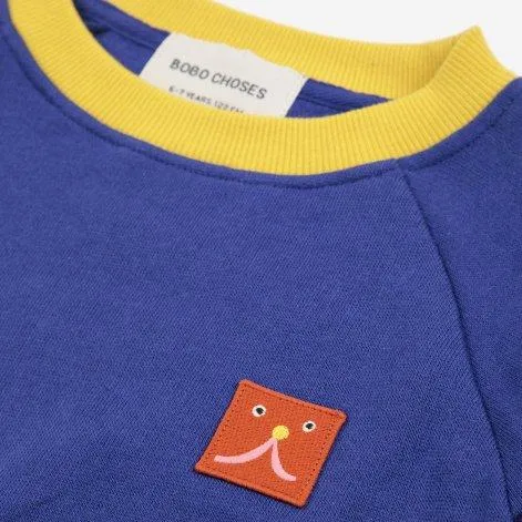 Sweatshirt Funny Face patch Blue - Bobo Choses