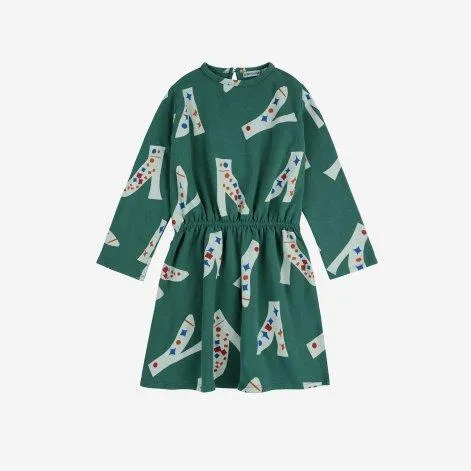 Kleid Magic Shoes All Over Dark Green - Bobo Choses