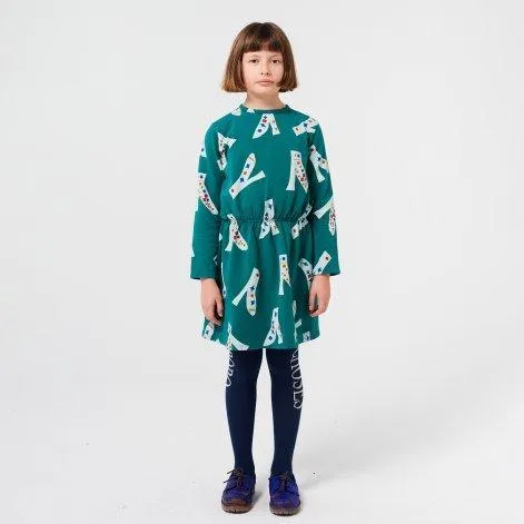 Kleid Magic Shoes All Over Dark Green - Bobo Choses