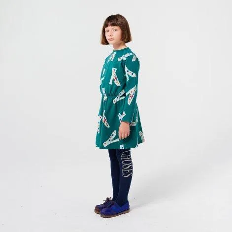 Kleid Magic Shoes All Over Dark Green - Bobo Choses