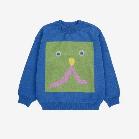 Strickpullover Funny Face Blue - Bobo Choses