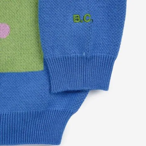 Knitted sweater Funny Face Blue - Bobo Choses